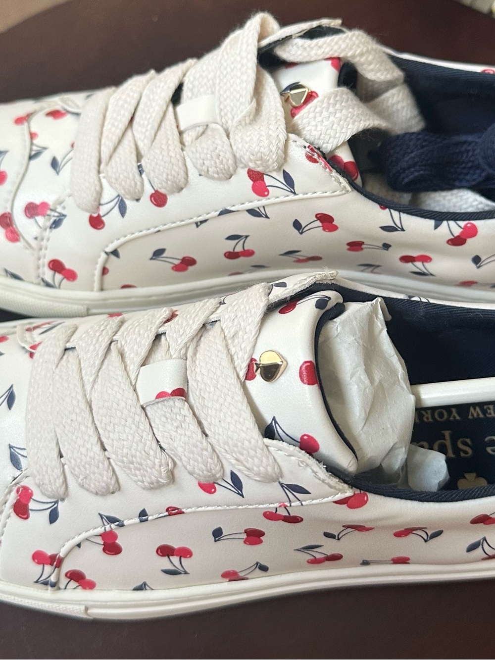 kate spade White Cherry-Print Low Top Sneakers